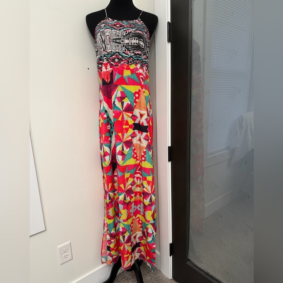 Boston Proper Multicolor Halter Maxi Dress Beach, summer, vacation, resort - Picture 4 of 16